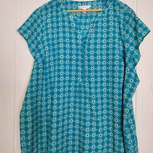 Croft & Barrow Teal Patterned Blouse